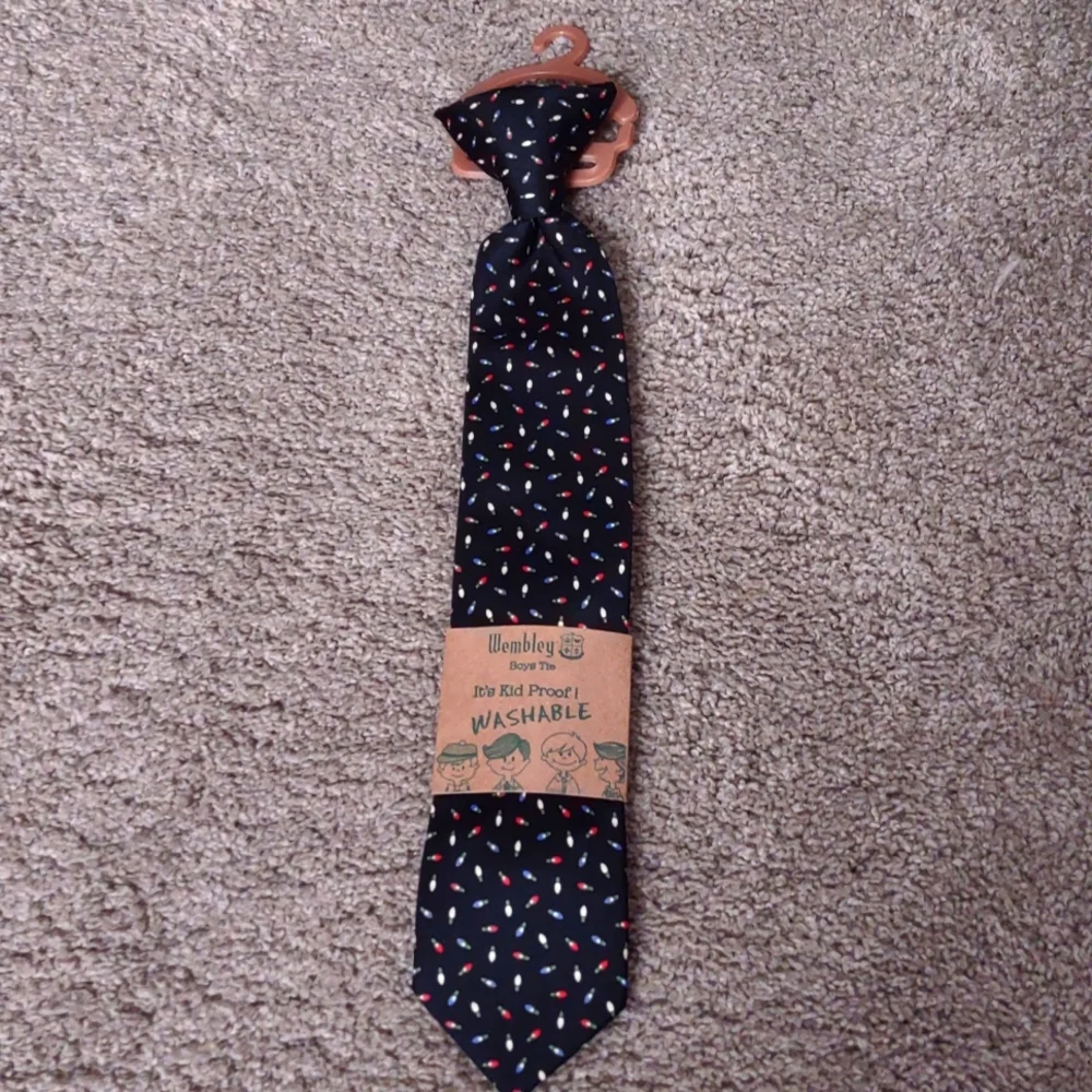 Christmas Tie, Clip On, black tie with colorful lights. NWT